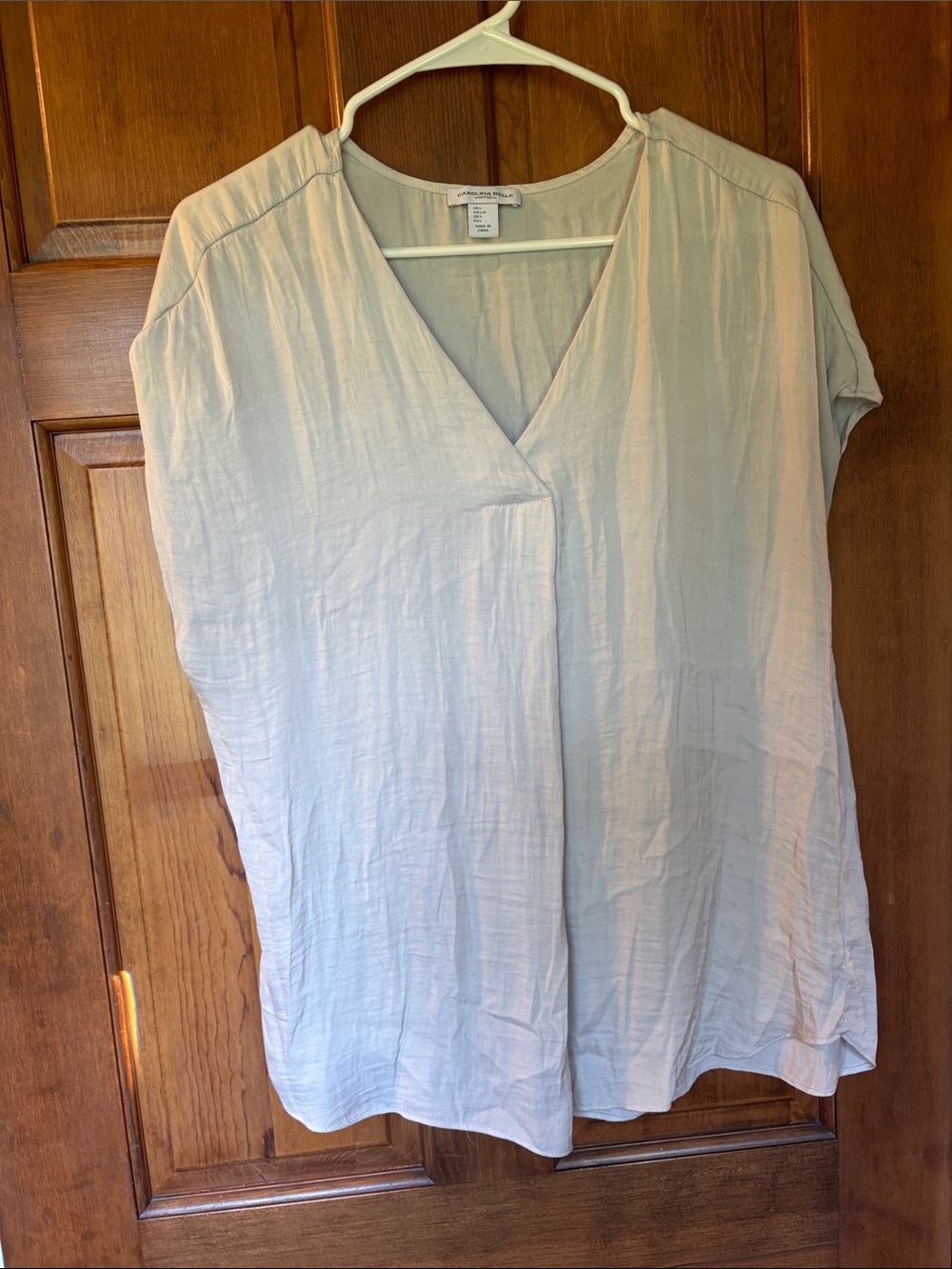 Carolina Belle Soft Cream V-Neck Short Sleeve Tunic